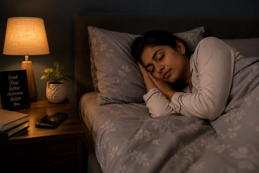 Healthy sleep routine helping hormonal balance and stress recovery in women