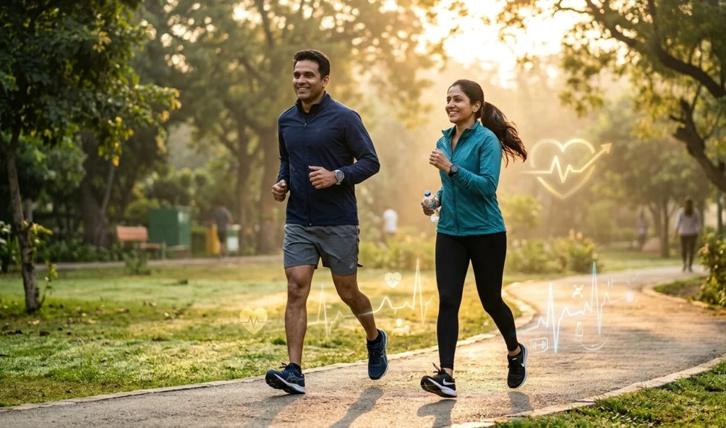 Daily exercise helping improve cholesterol levels and cardiovascular health.