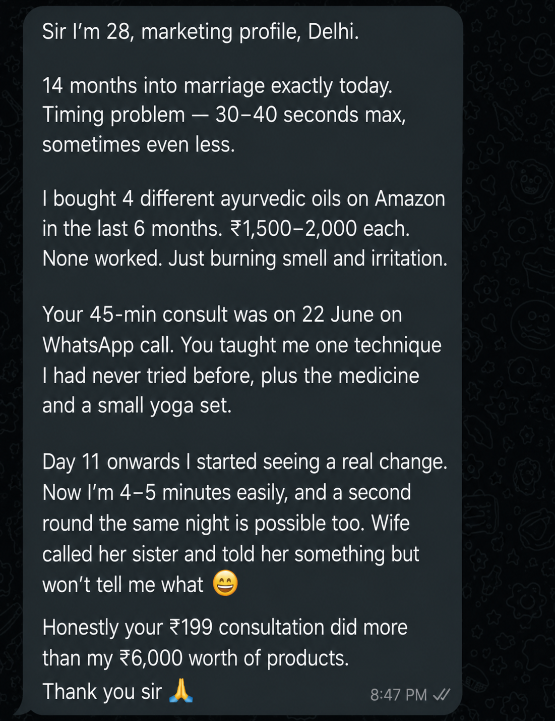 Patient testimonial