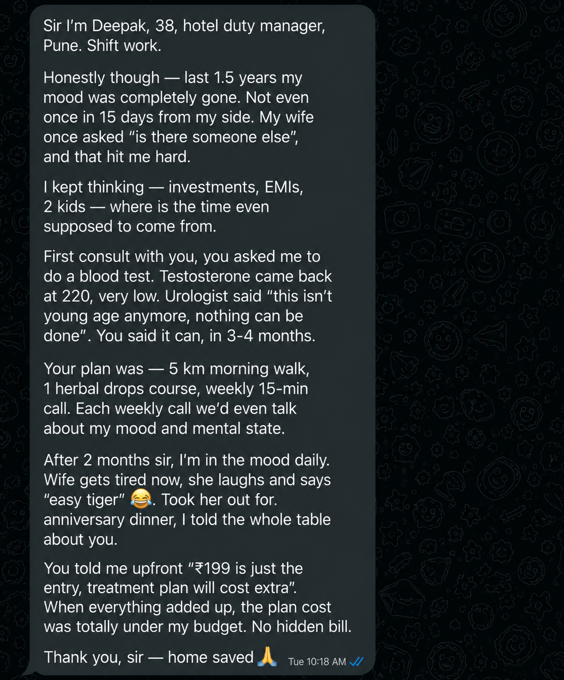 Patient testimonial